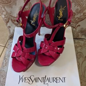 Fushcia platform strappy heels in the original box